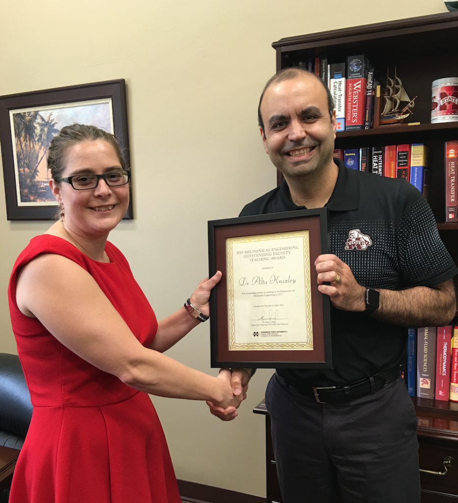 Dr. Alta Knizley (left) and Dr. Pedro Mago (ME Department Head, right)